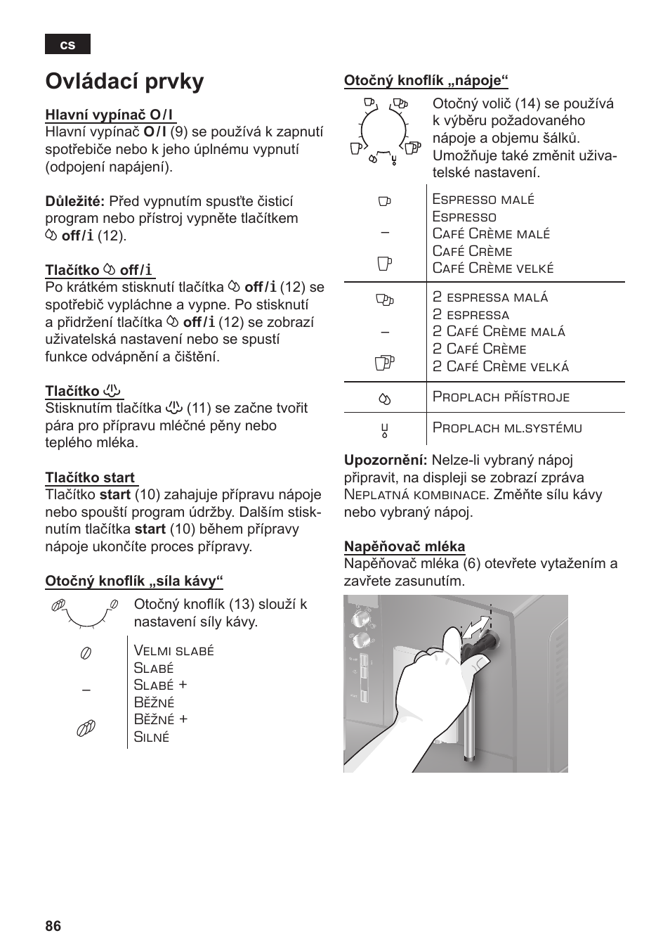 Ovládací prvky | Siemens TE502206RW User Manual | Page 90 / 134