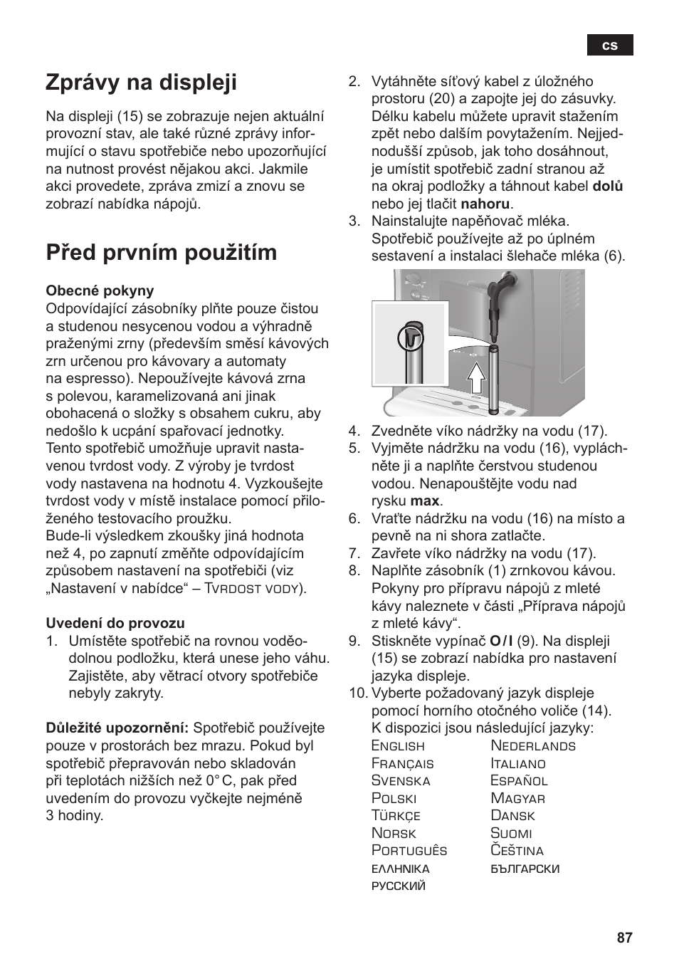 Zprávy na displeji, Před prvním použitím | Siemens TE502206RW User Manual | Page 91 / 134