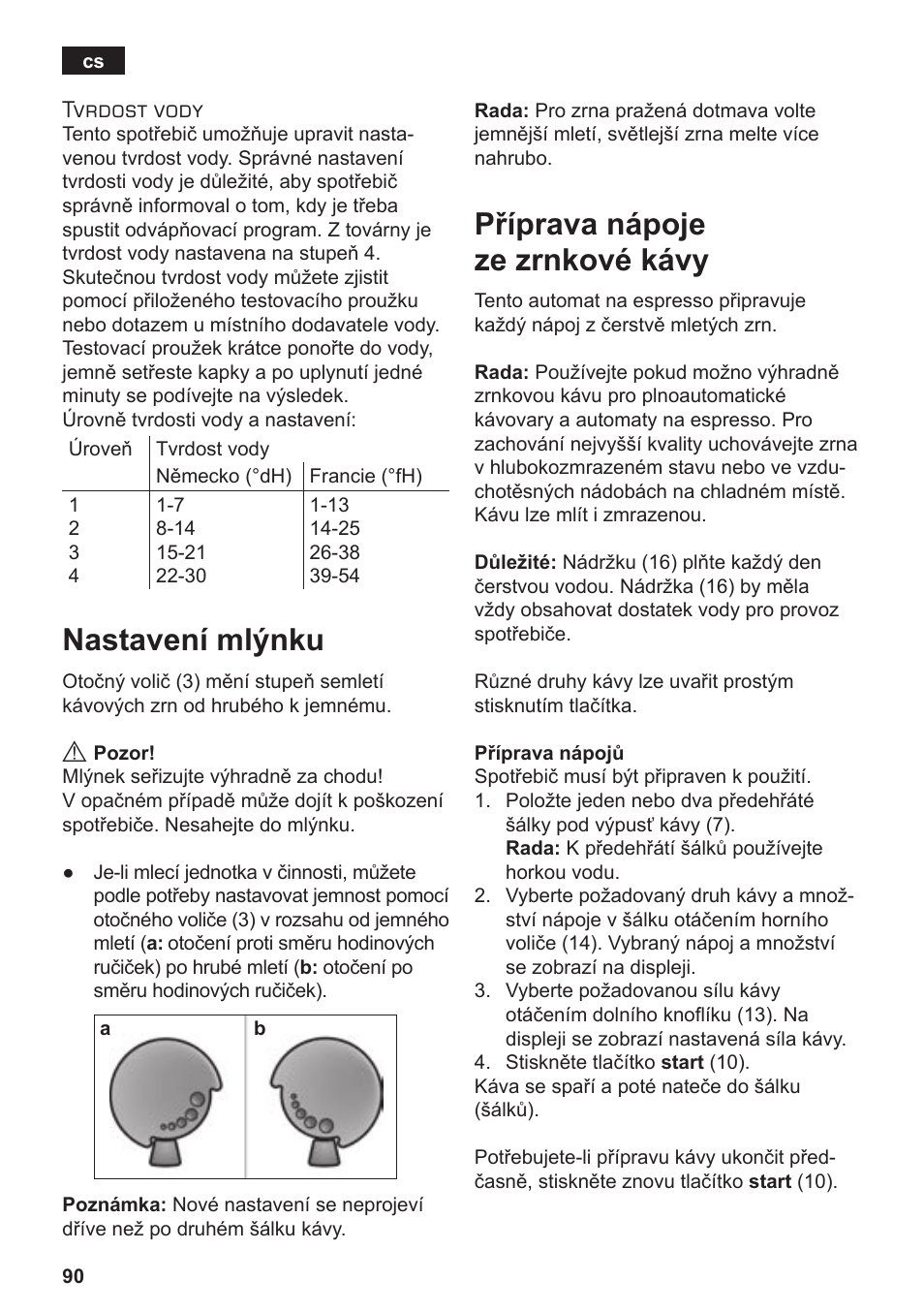 Nastavení mlýnku, Příprava nápoje ze zrnkové kávy | Siemens TE502206RW User Manual | Page 94 / 134