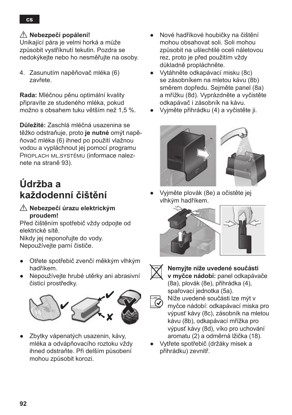 Údržba a každodenní čištění | Siemens TE502206RW User Manual | Page 96 / 134