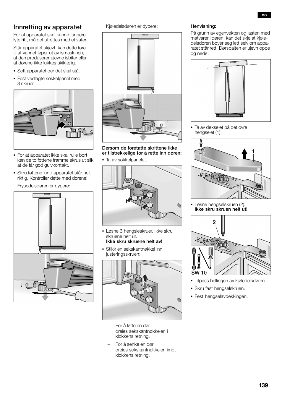 Innretting av apparatet | Siemens KA58NA45 User Manual | Page 139 / 263