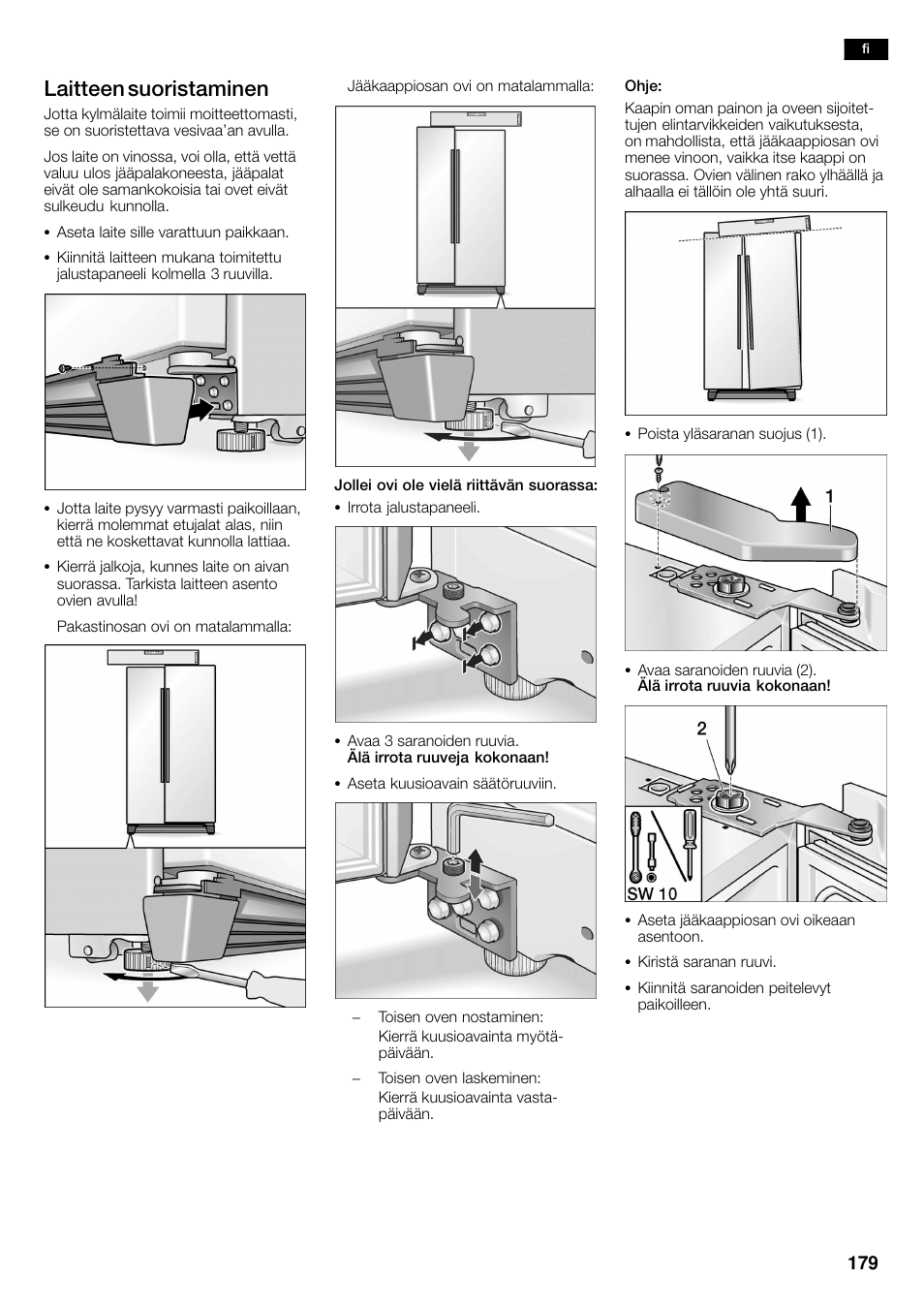 Laitteen suoristaminen | Siemens KA58NA45 User Manual | Page 179 / 263