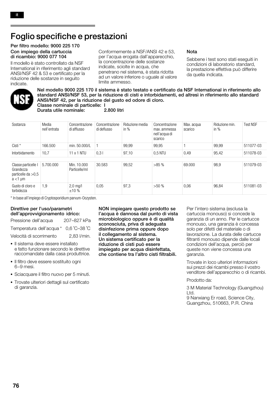 Foglio specifiche e prestazioni | Siemens KA62DV71 User Manual | Page 76 / 123