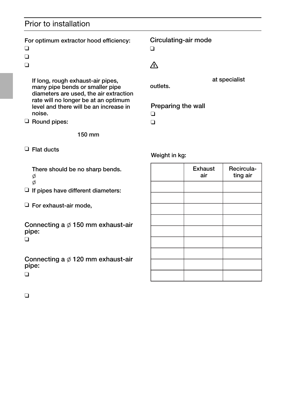 Prior to installation | Siemens LC457CA60 User Manual | Page 10 / 76