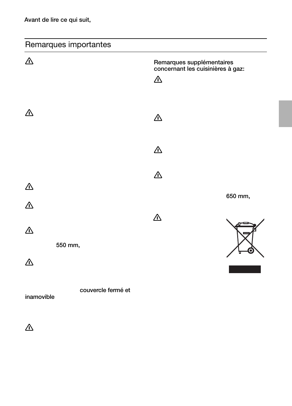 Remarques importantes | Siemens LC457CA60 User Manual | Page 13 / 76