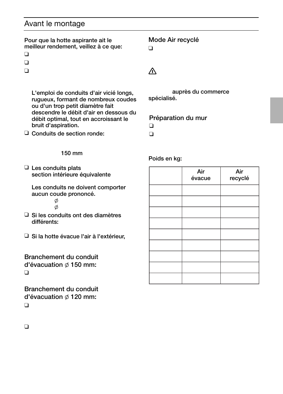 Avant le montage | Siemens LC457CA60 User Manual | Page 15 / 76