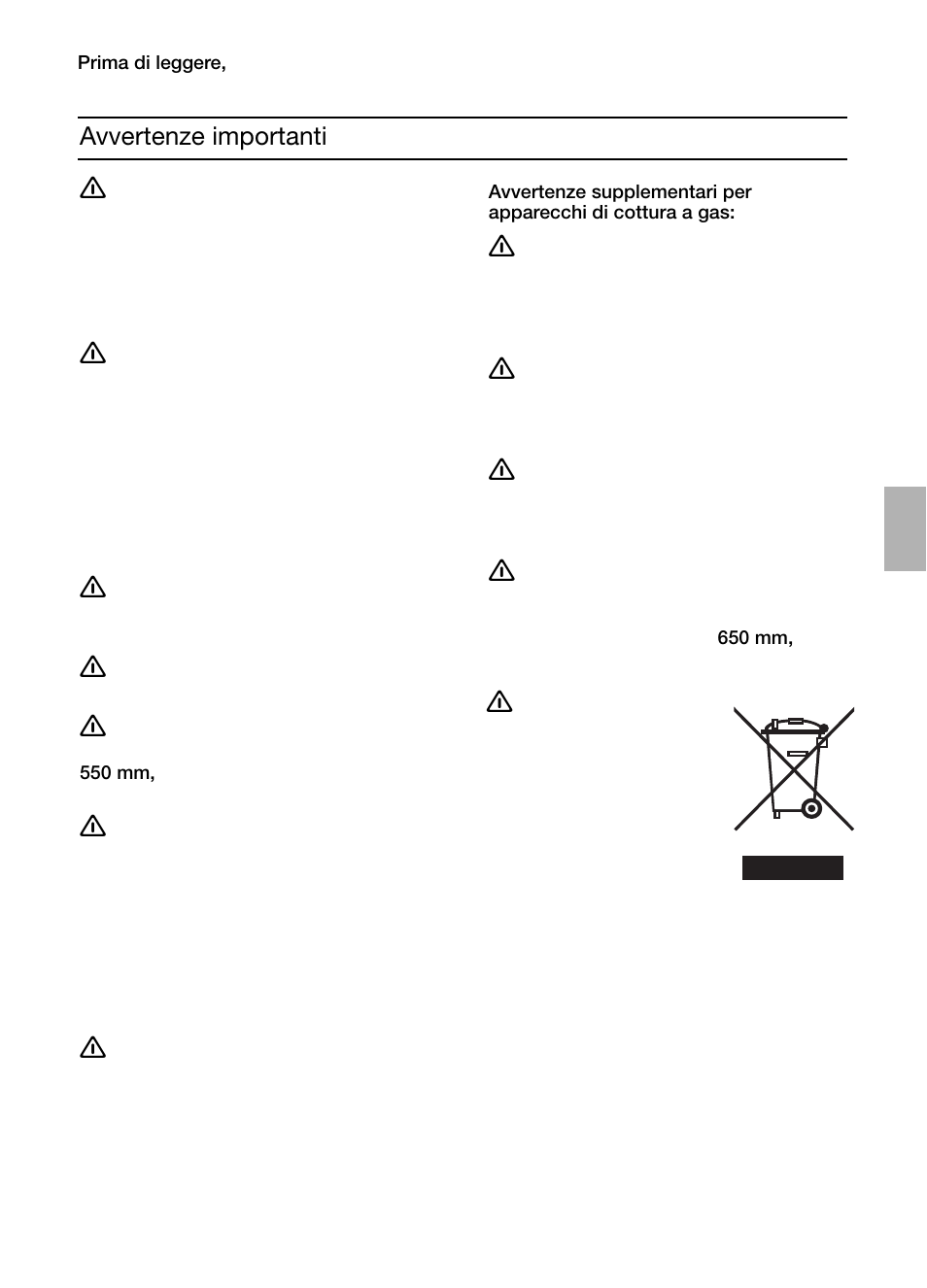 Avvertenze importanti | Siemens LC457CA60 User Manual | Page 23 / 76