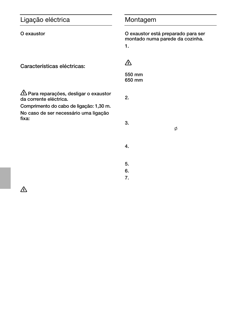 Ligação eléctrica, Montagem | Siemens LC457CA60 User Manual | Page 36 / 76