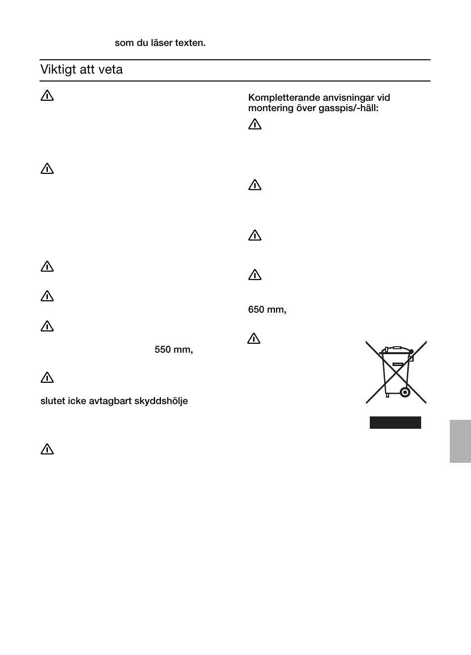 Viktigt att veta | Siemens LC457CA60 User Manual | Page 43 / 76