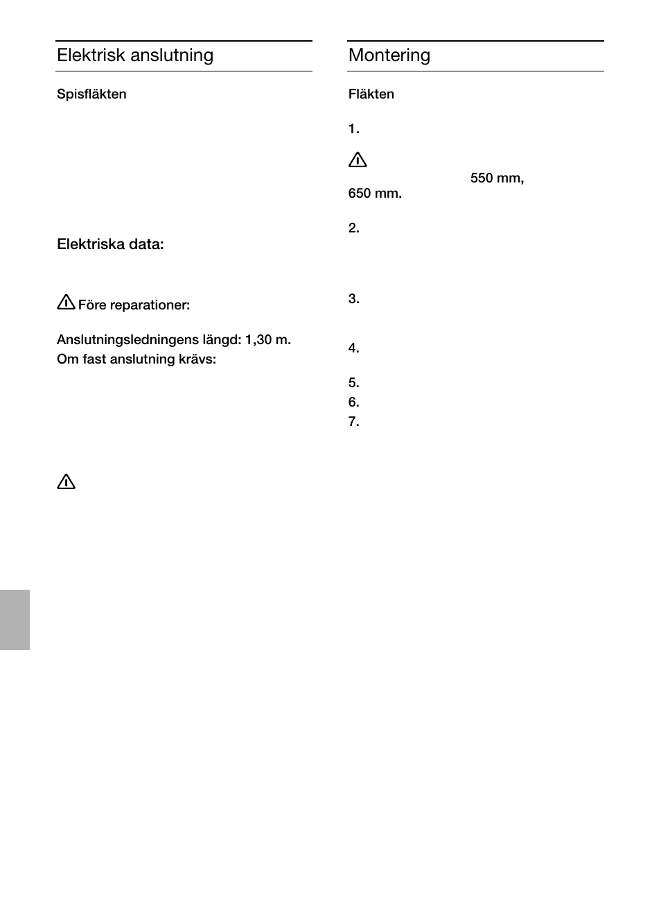 Elektrisk anslutning, Montering | Siemens LC457CA60 User Manual | Page 46 / 76