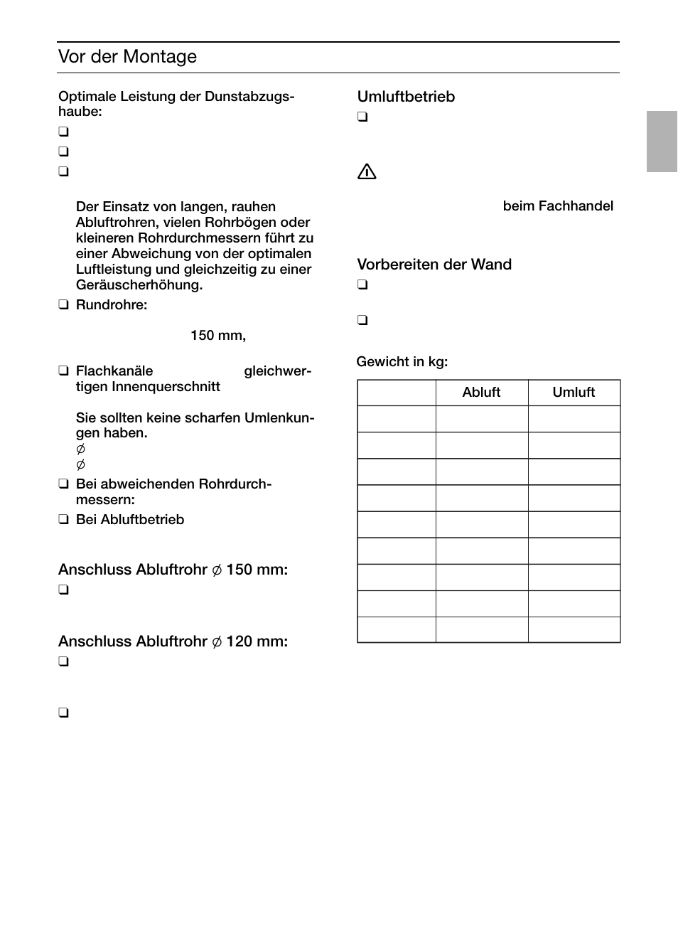 Vor der montage | Siemens LC457CA60 User Manual | Page 5 / 76
