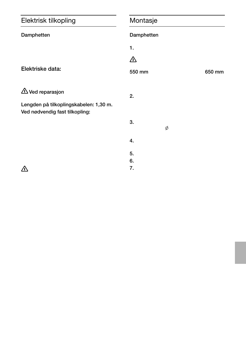 Elektrisk tilkopling, Montasje | Siemens LC457CA60 User Manual | Page 51 / 76