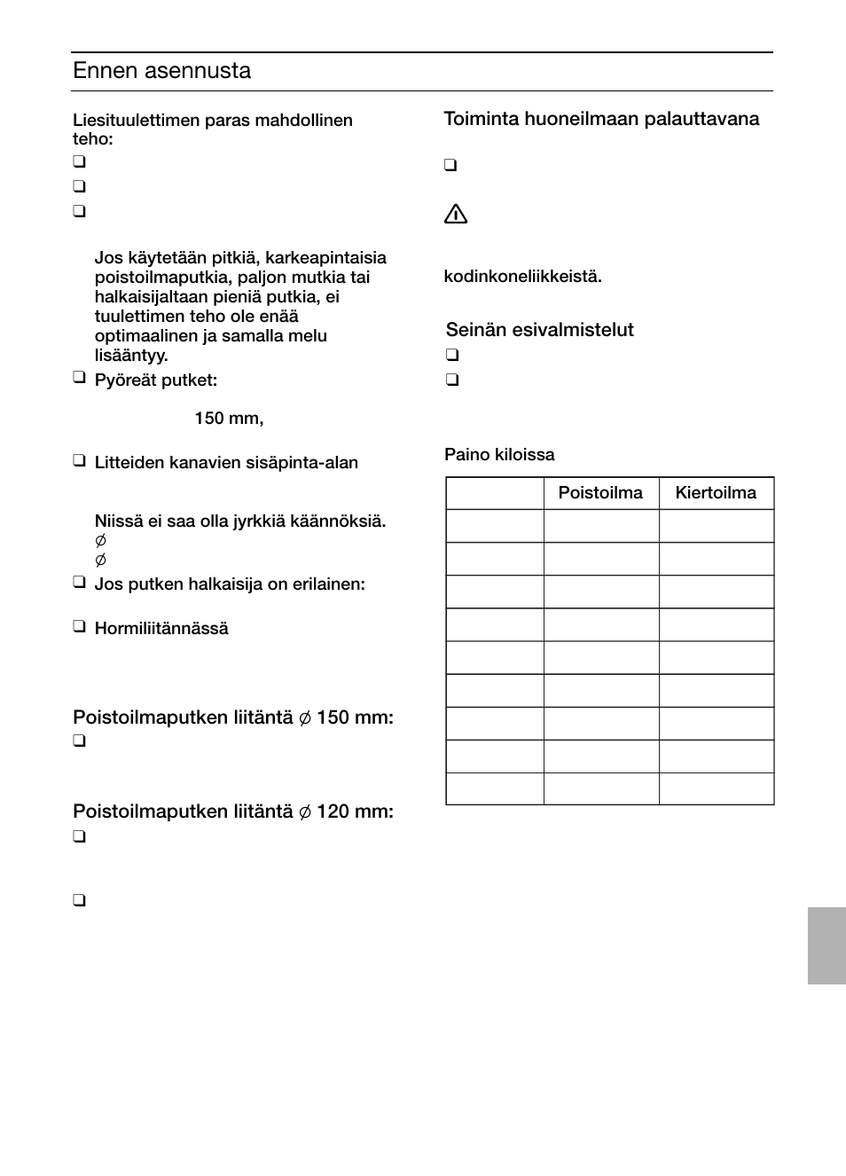 Ennen asennusta | Siemens LC457CA60 User Manual | Page 55 / 76