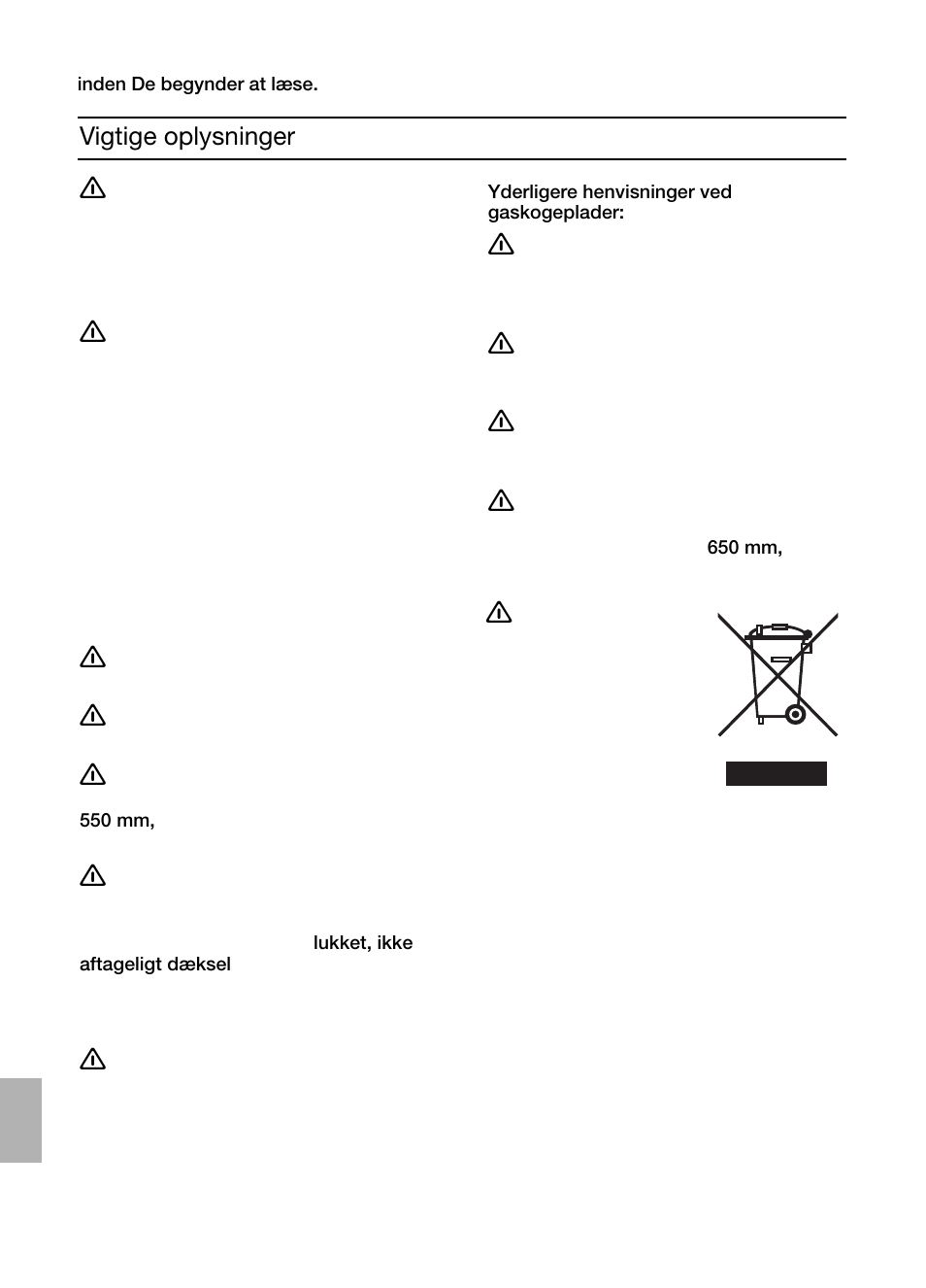 Vigtige oplysninger | Siemens LC457CA60 User Manual | Page 58 / 76