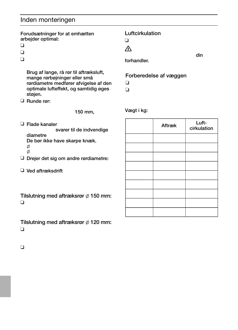 Inden monteringen | Siemens LC457CA60 User Manual | Page 60 / 76
