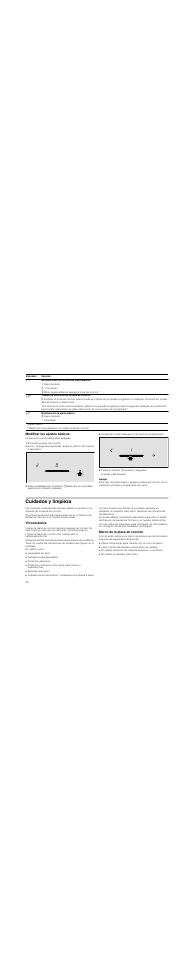 Modificar los ajustes básicos, Encender la placa de cocción, Pulsar el símbolo 0 durante 4 segundos | Apagar, Cuidados y limpieza, Vitrocerámica, Marco de la placa de cocción | Siemens ET375MF11E User Manual | Page 38 / 56