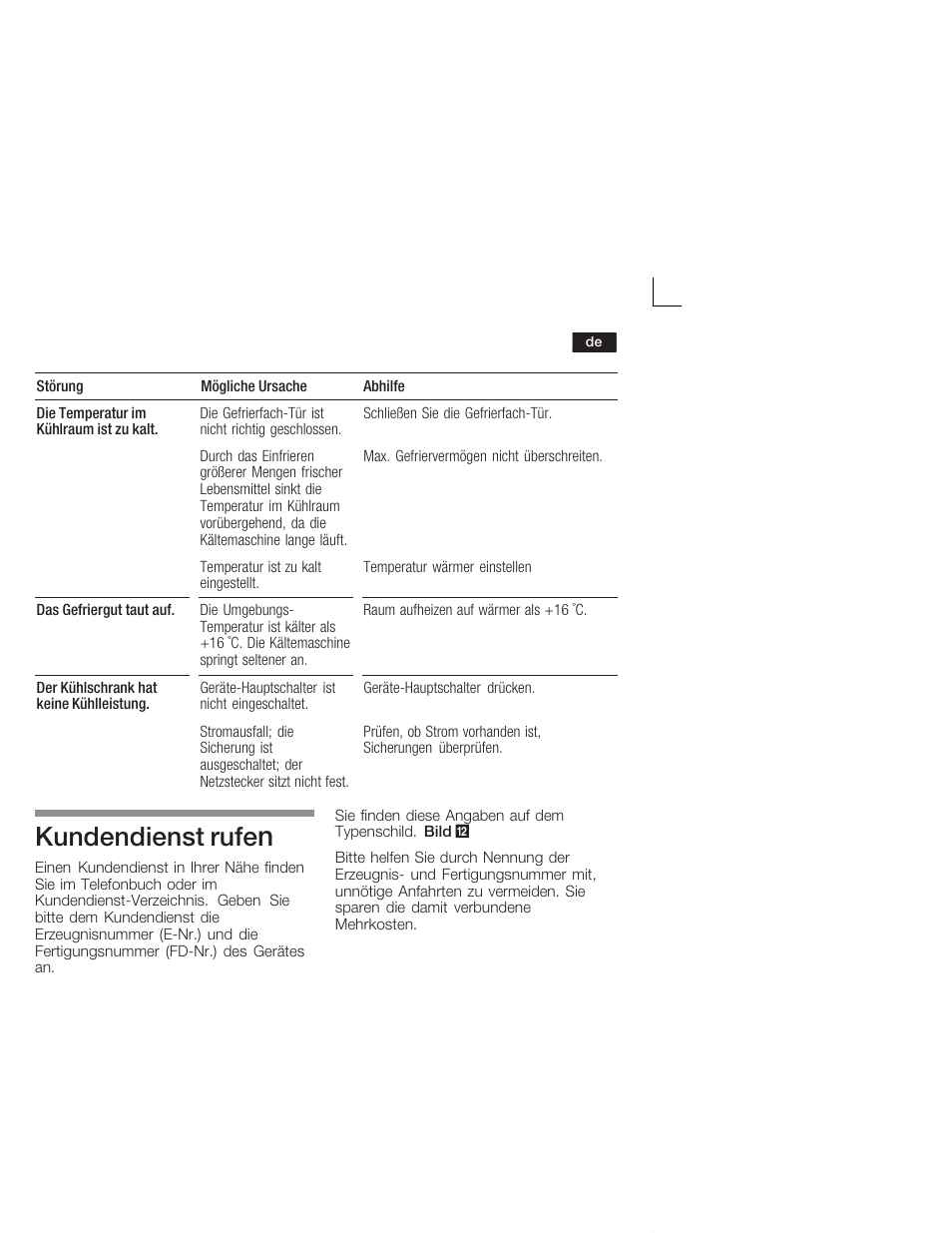 Kundendienst rufe | Siemens KI26DA20FF User Manual | Page 17 / 78