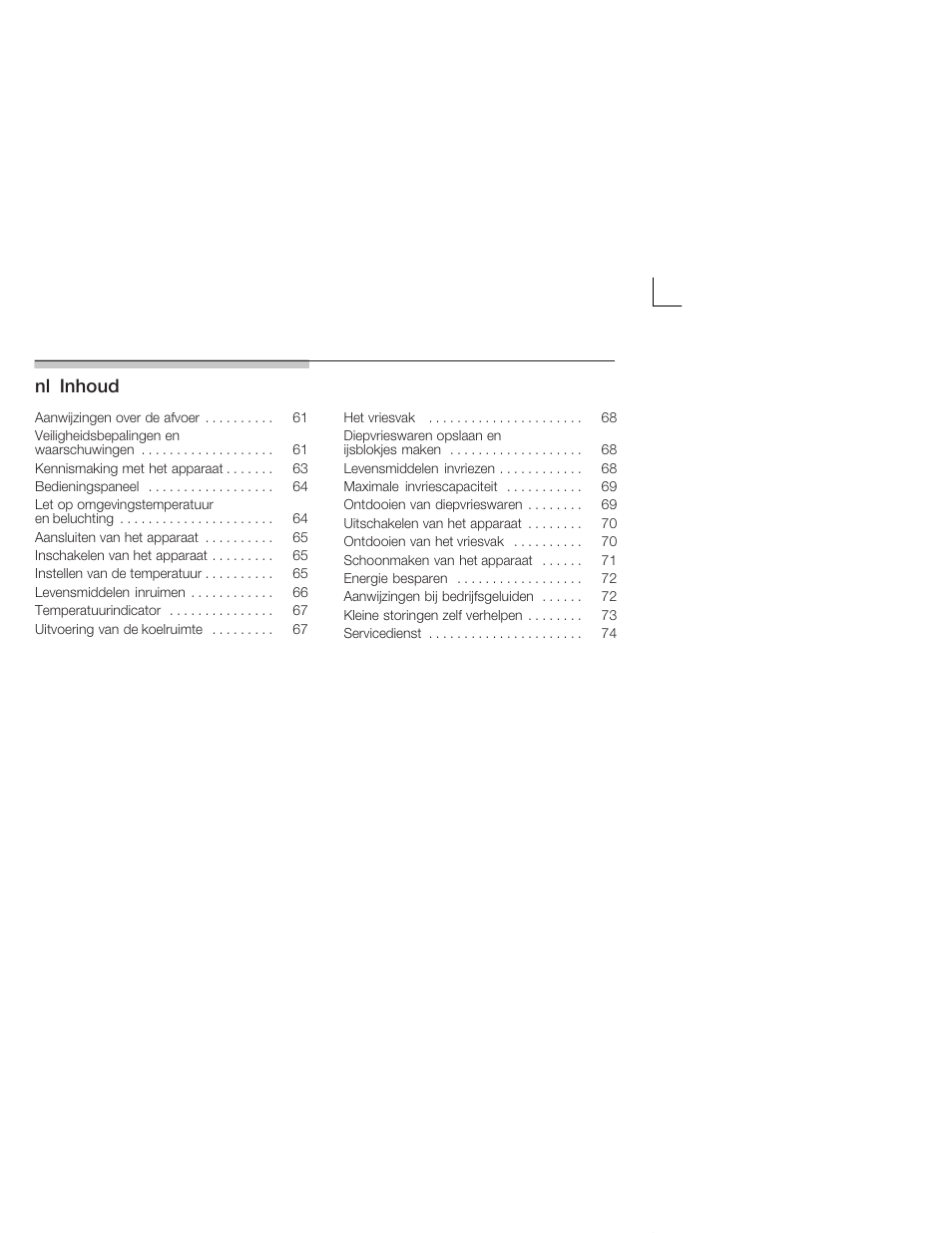 Nląinhoud | Siemens KI26DA20FF User Manual | Page 4 / 78