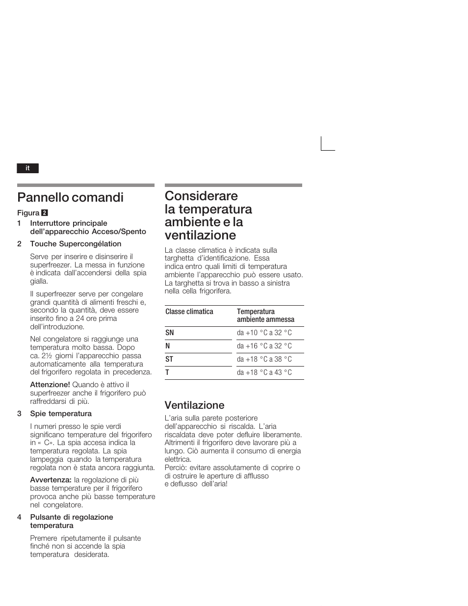 Pannello comandi, Ventilazione | Siemens KI26DA20FF User Manual | Page 50 / 78