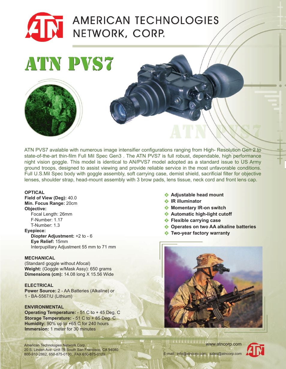 ATN PVS7 User Manual | 1 page