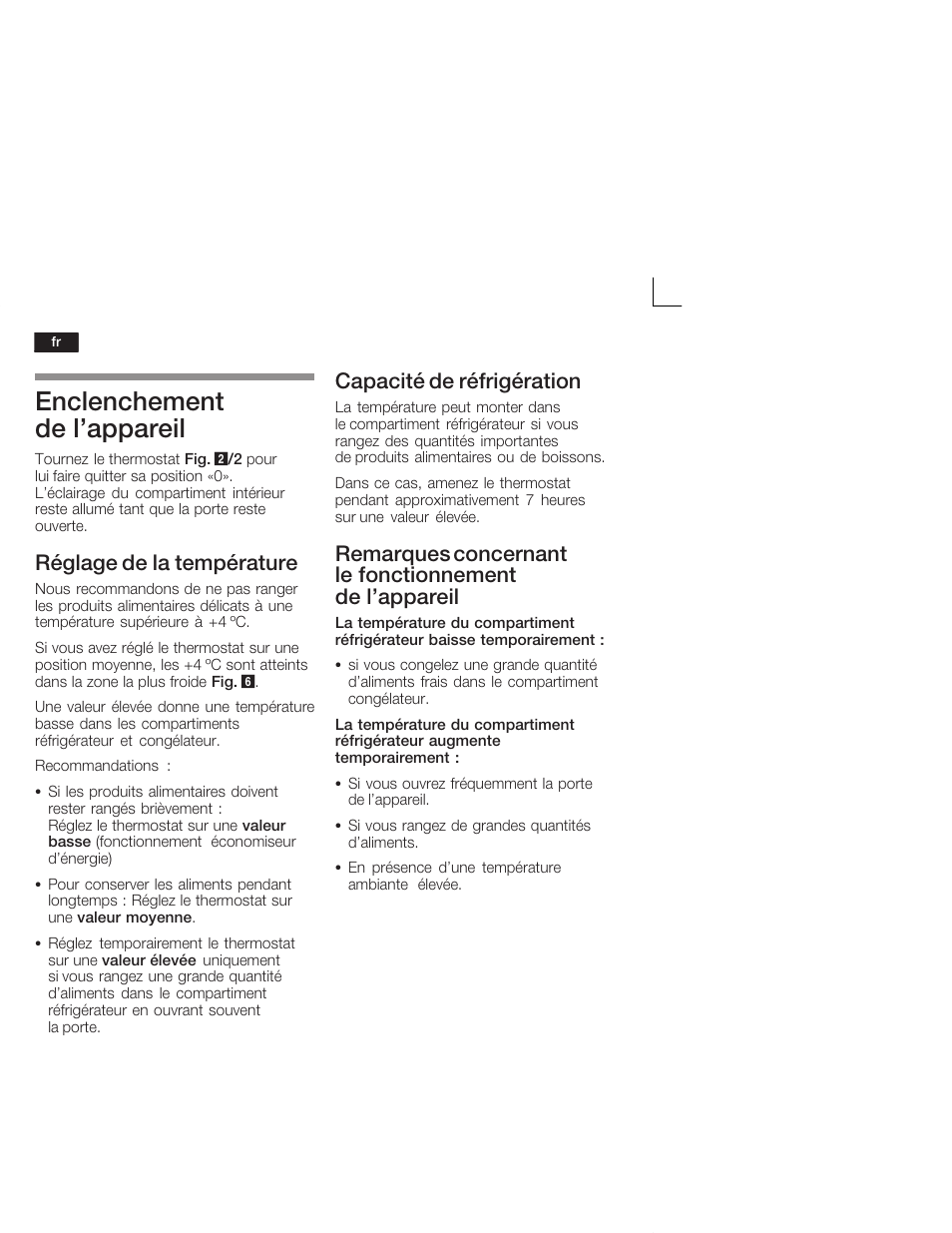Enclenchement de l'appareil, Réglage de la température, Capacité de réfrigération | Siemens KI34VV21FF User Manual | Page 30 / 64