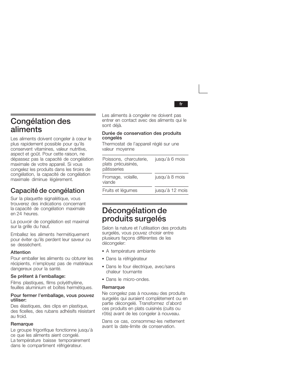 Congélation des aliments, Décongélation de produits surgelés, Capacité de congélation | Siemens KI34VV21FF User Manual | Page 33 / 64