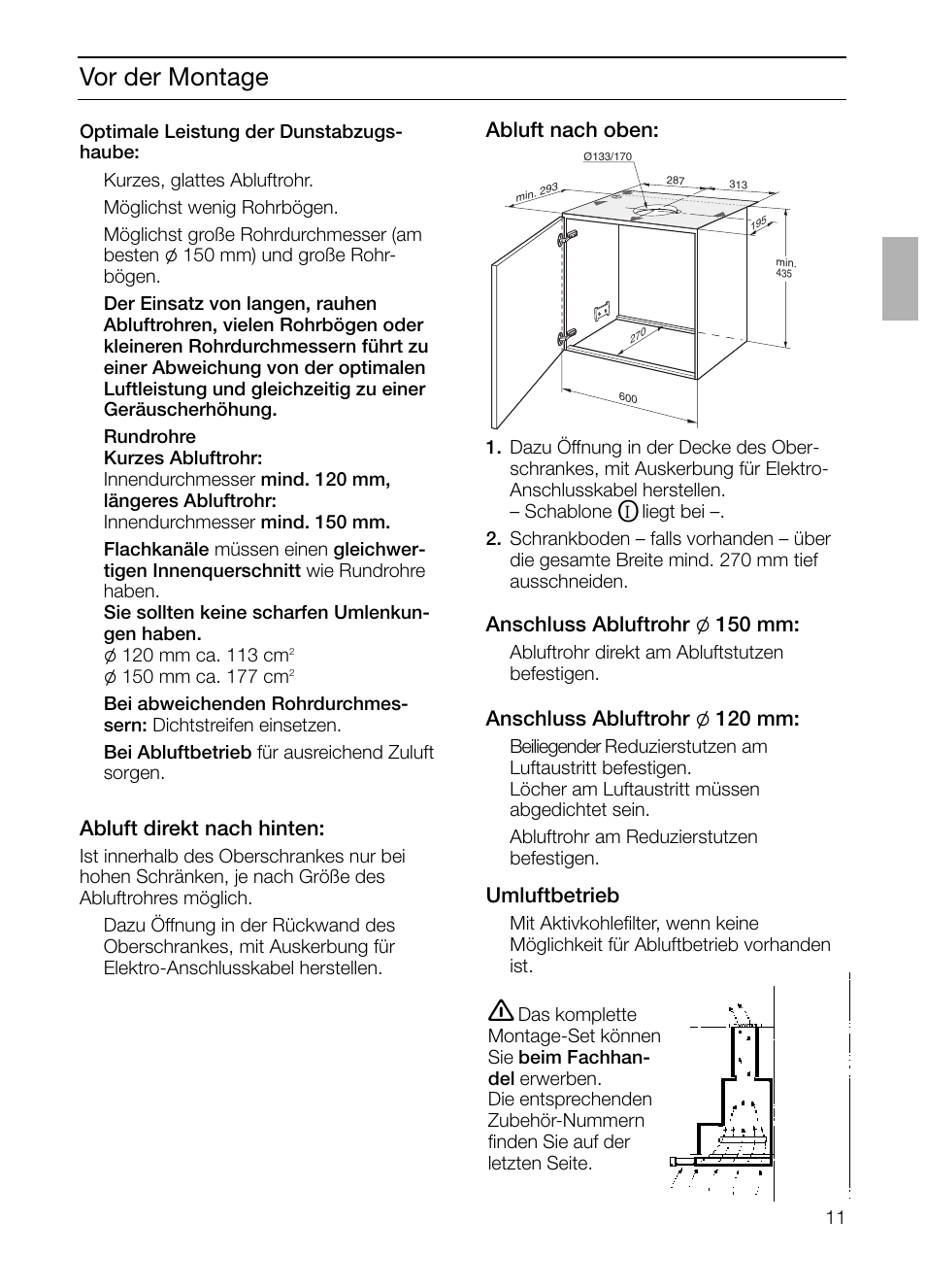 Vor der montage | Siemens LI44630 User Manual | Page 11 / 100