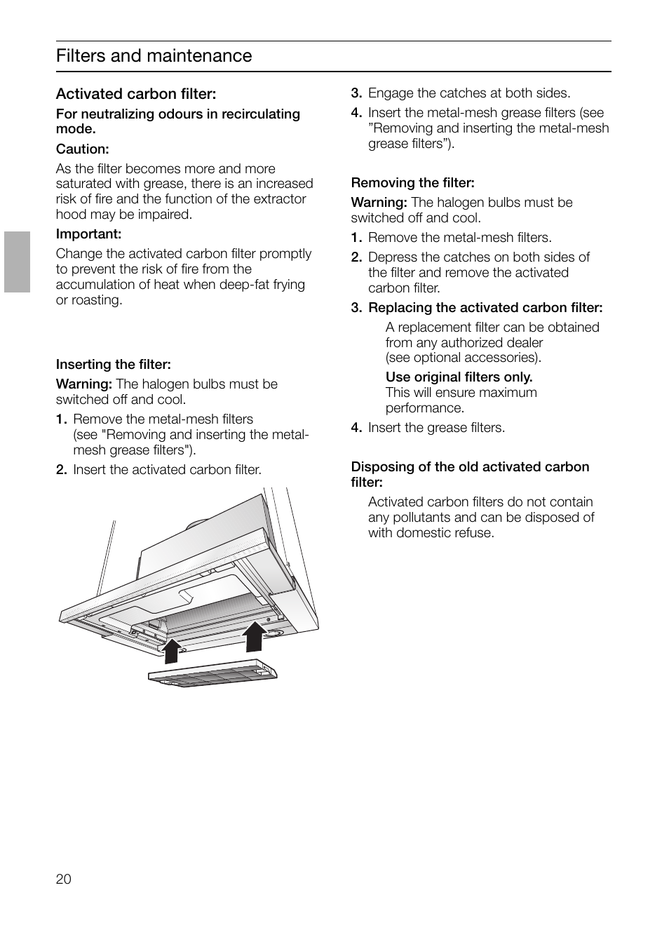 Filters and maintenance | Siemens LI44630 User Manual | Page 20 / 100