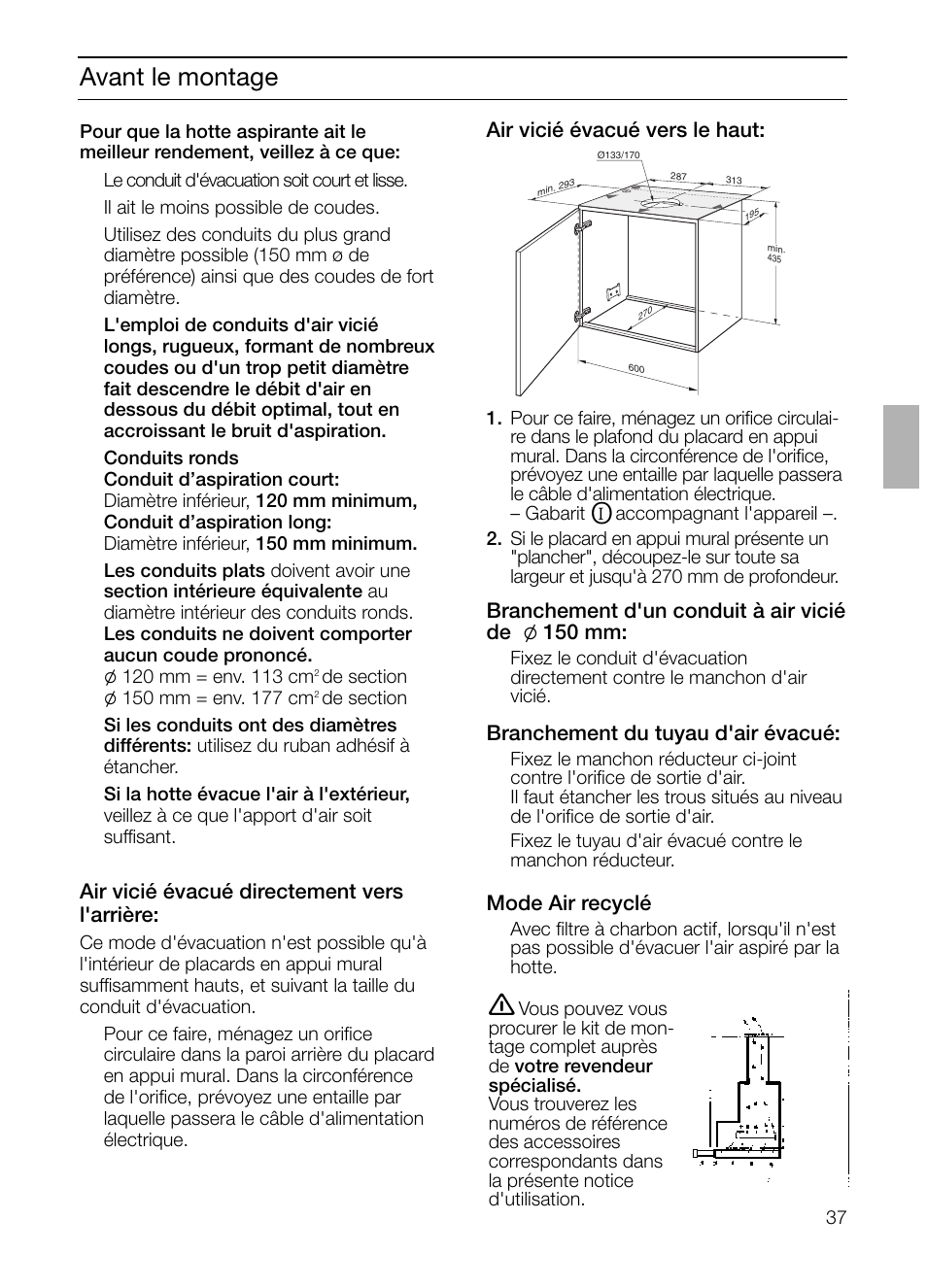 Avant le montage | Siemens LI44630 User Manual | Page 37 / 100