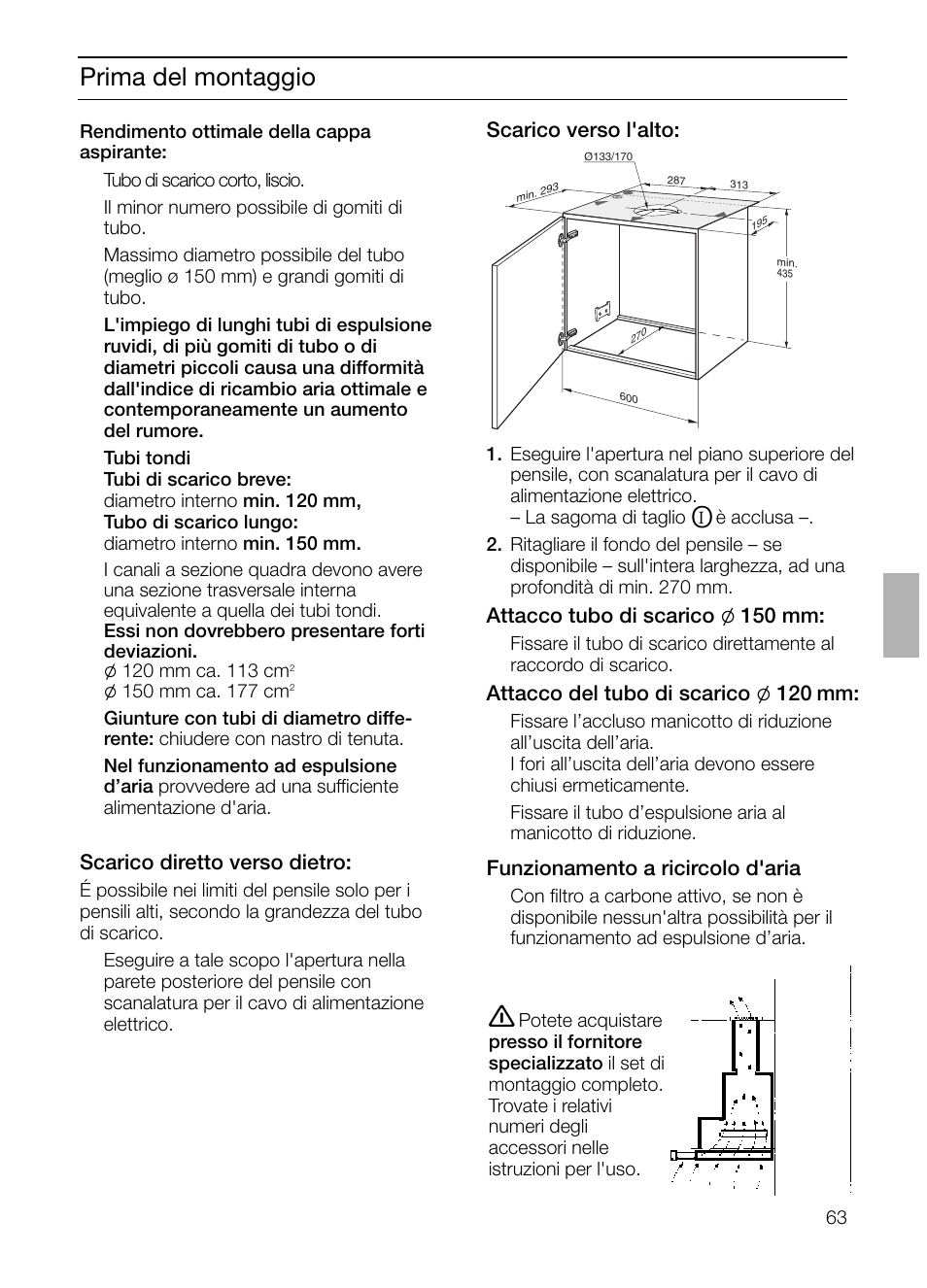 Prima del montaggio | Siemens LI44630 User Manual | Page 63 / 100