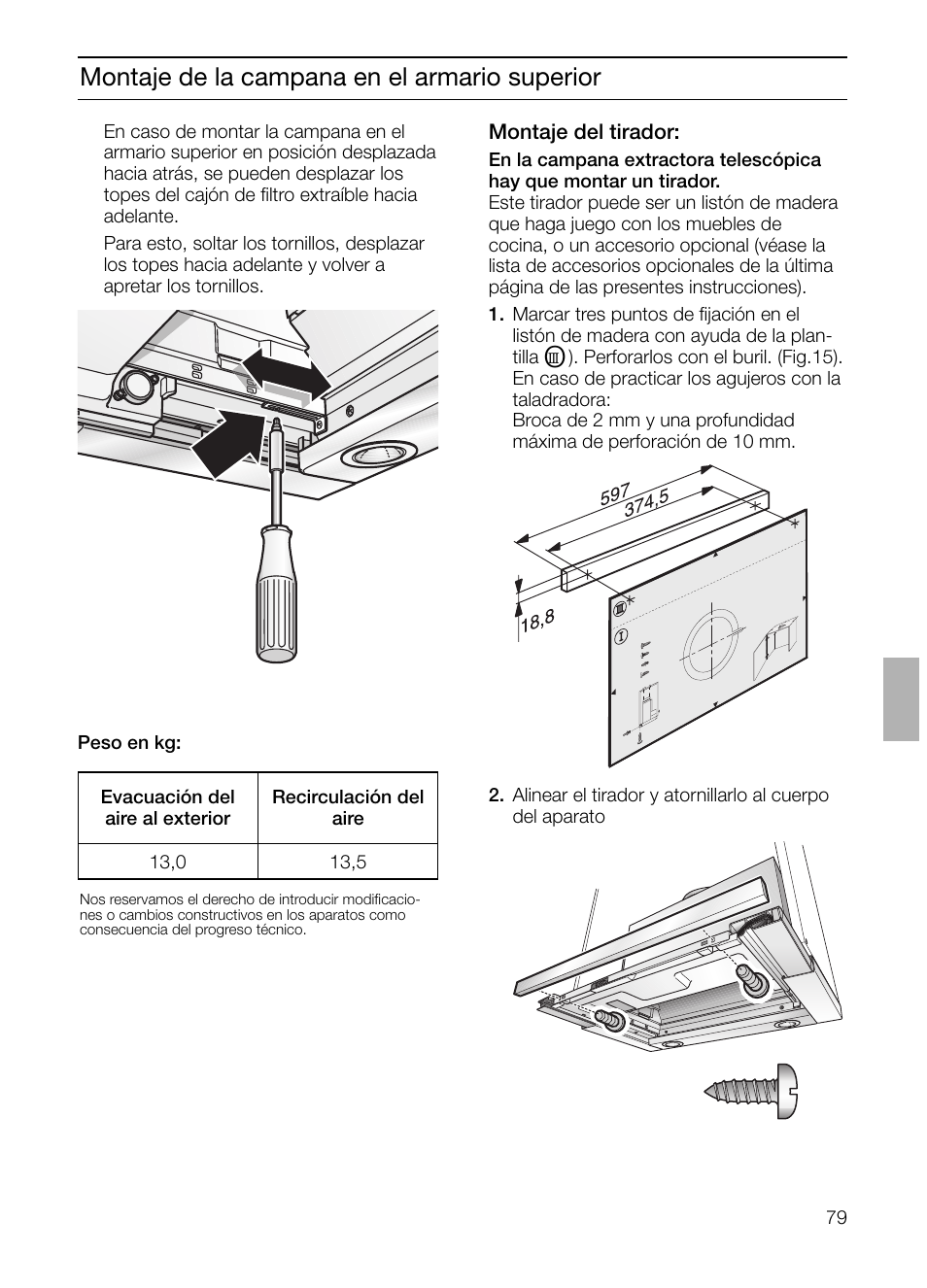 Montaje de la campana en el armario superior | Siemens LI44630 User Manual | Page 79 / 100