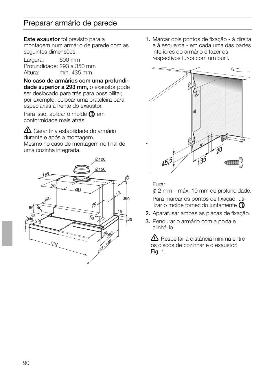 Preparar armário de parede | Siemens LI44630 User Manual | Page 90 / 100
