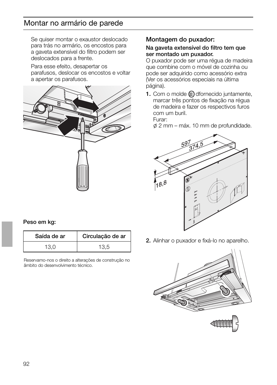 Montar no armário de parede | Siemens LI44630 User Manual | Page 92 / 100