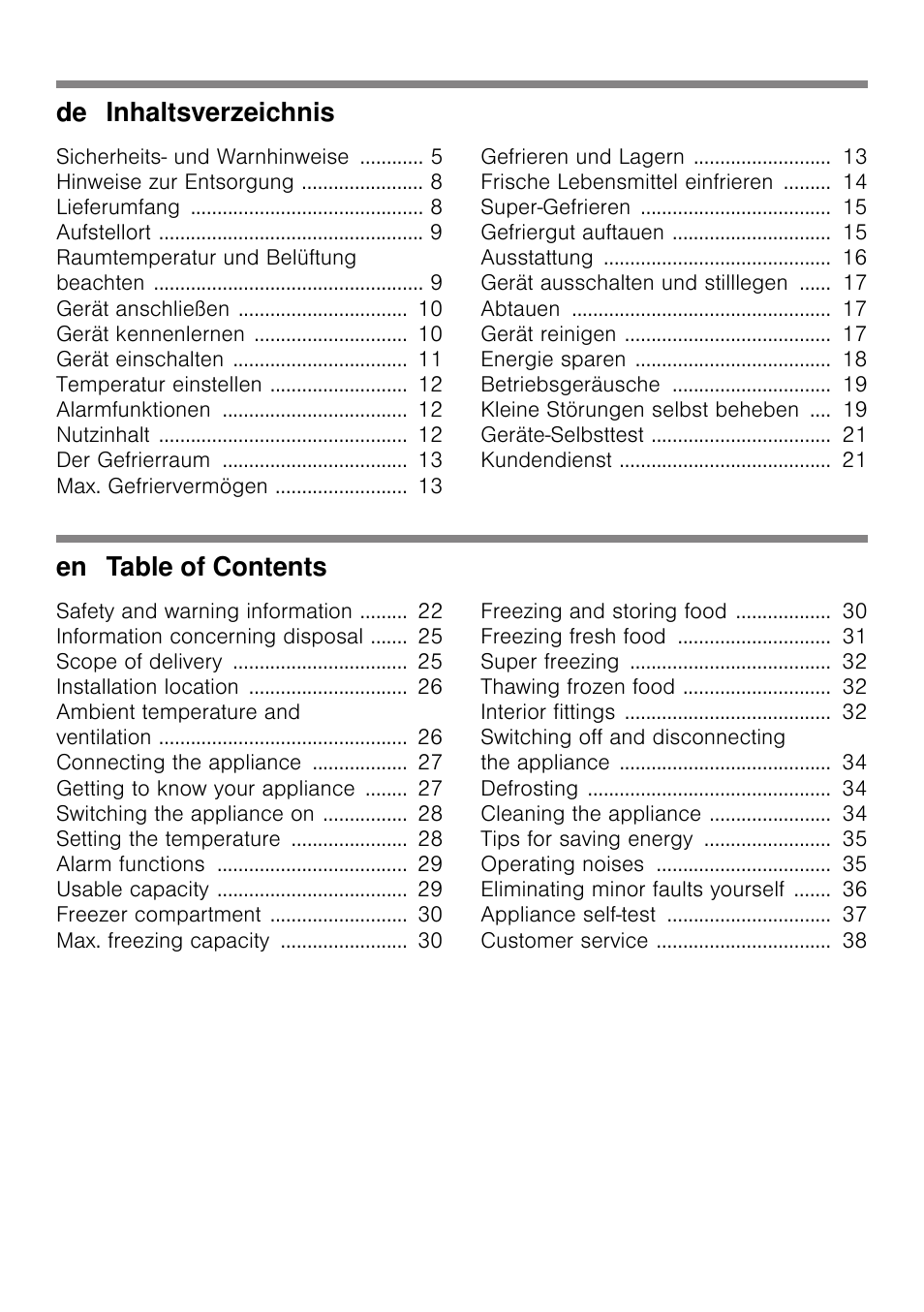 De inhaltsverzeichnis, En table of contents | Siemens GS29NVW30 User Manual | Page 2 / 97