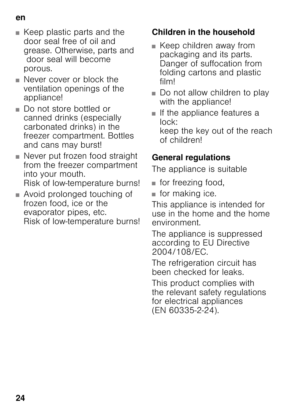 Children in the household, General regulations | Siemens GS29NVW30 User Manual | Page 24 / 97