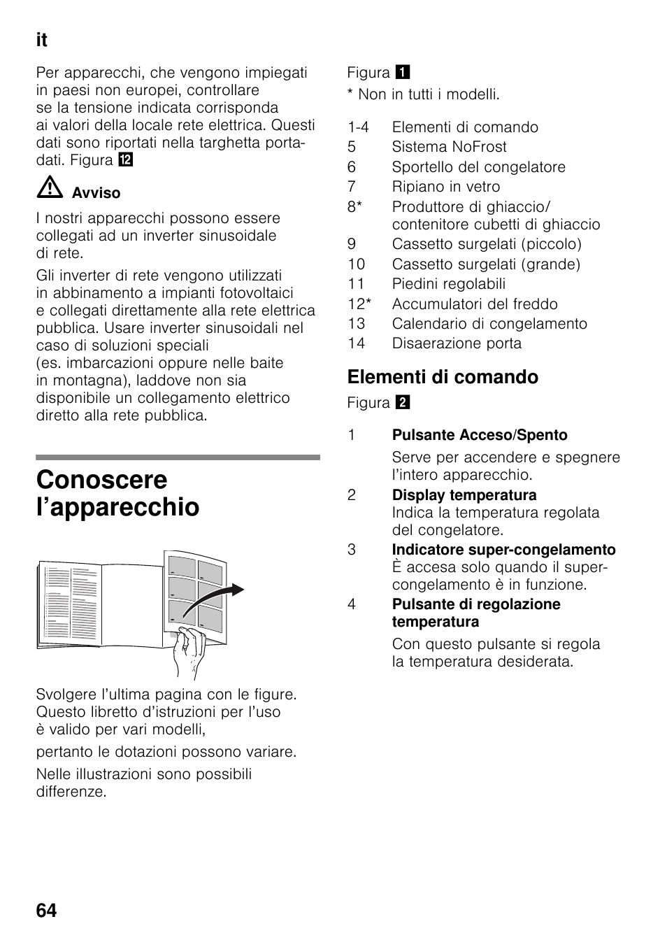 Conoscere l’apparecchio, Elementi di comando, It 64 | Siemens GS29NVW30 User Manual | Page 64 / 97