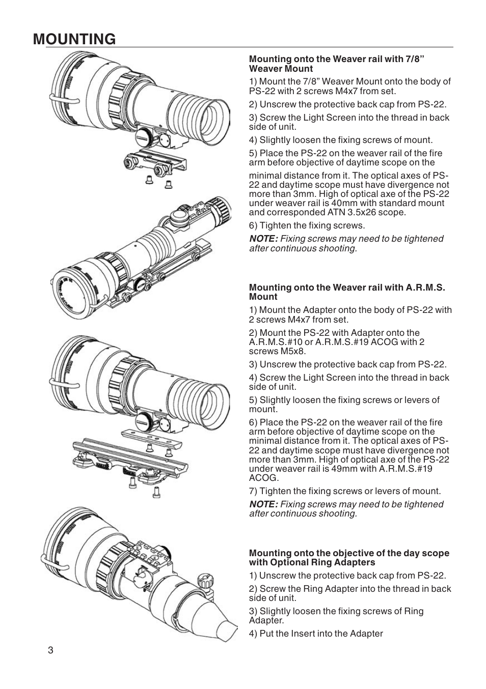 Mounting | ATN PS-22 User Manual | Page 4 / 8