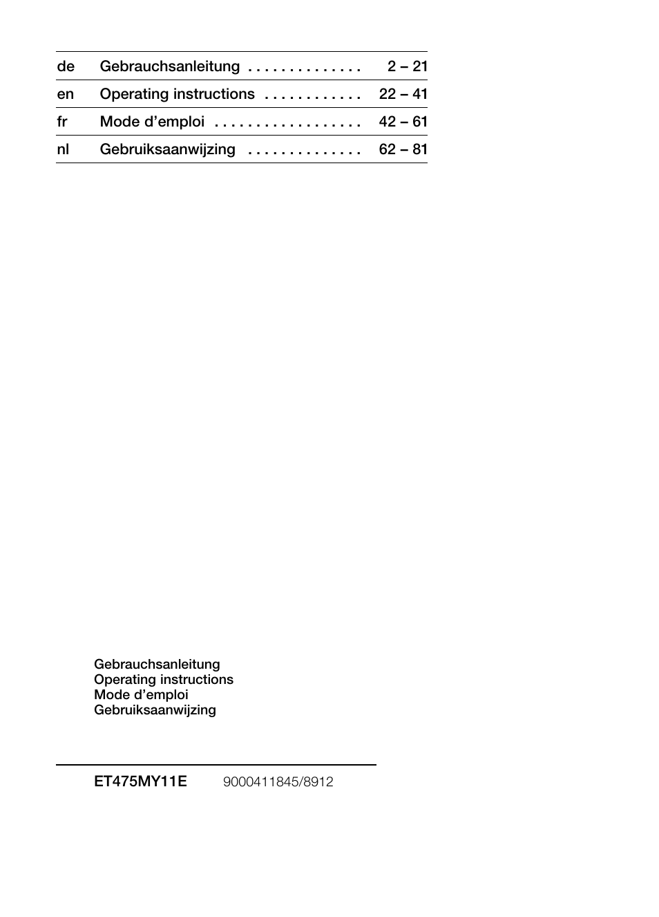 Siemens ET475MY11E User Manual | 84 pages