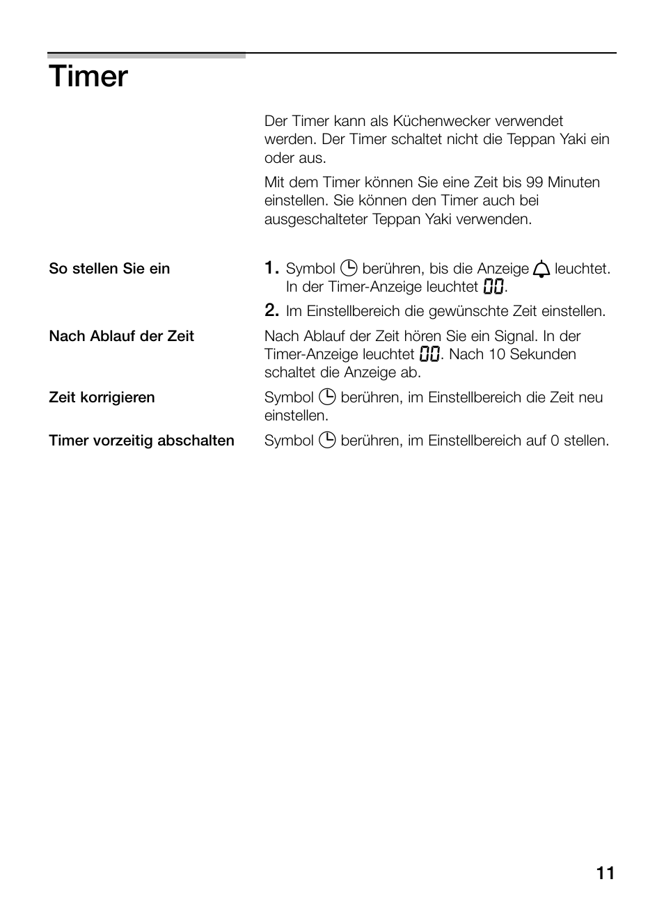 Timer | Siemens ET475MY11E User Manual | Page 11 / 84