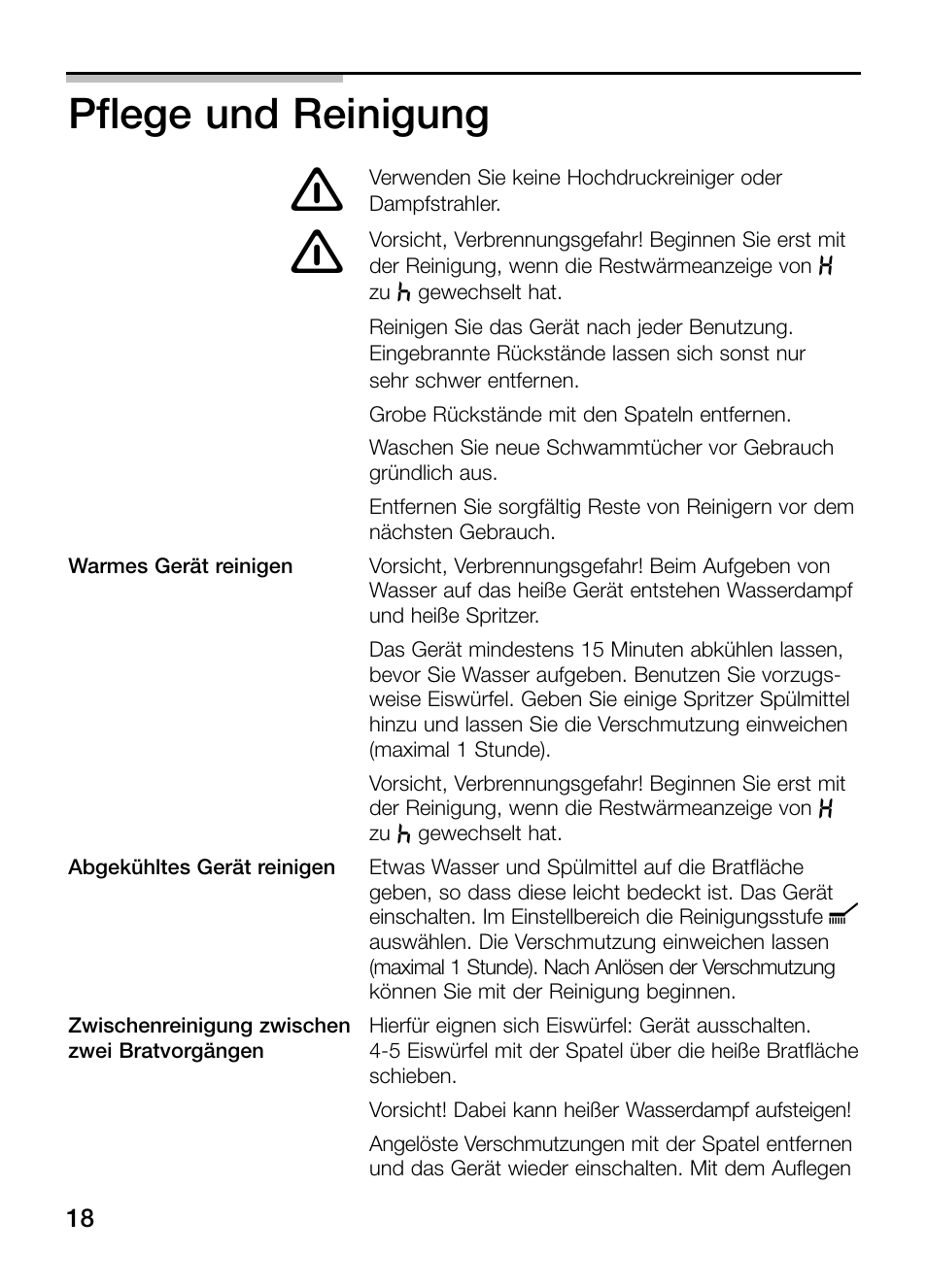 Pflege und reinigung | Siemens ET475MY11E User Manual | Page 18 / 84