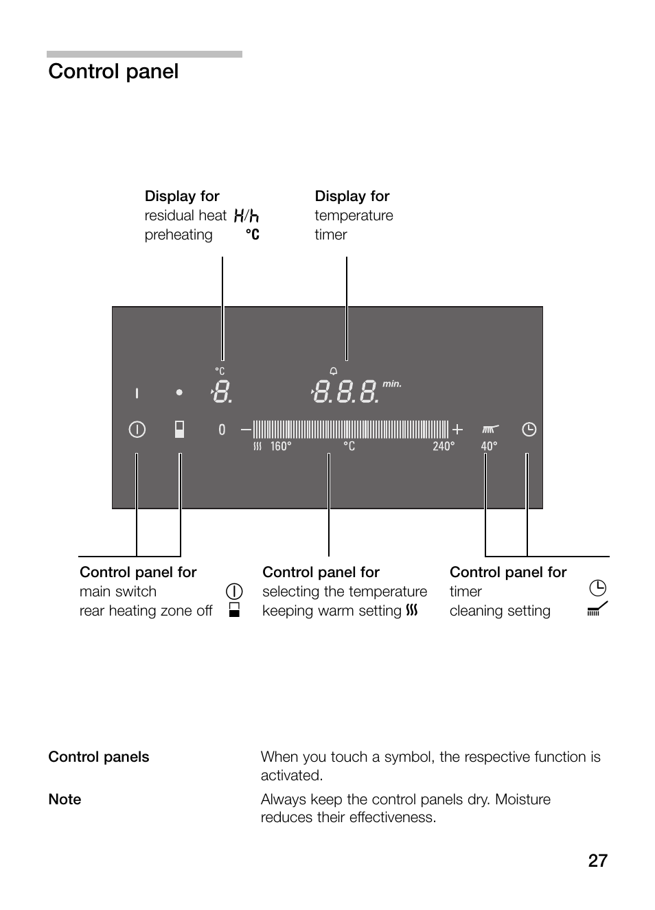 Control panel | Siemens ET475MY11E User Manual | Page 27 / 84