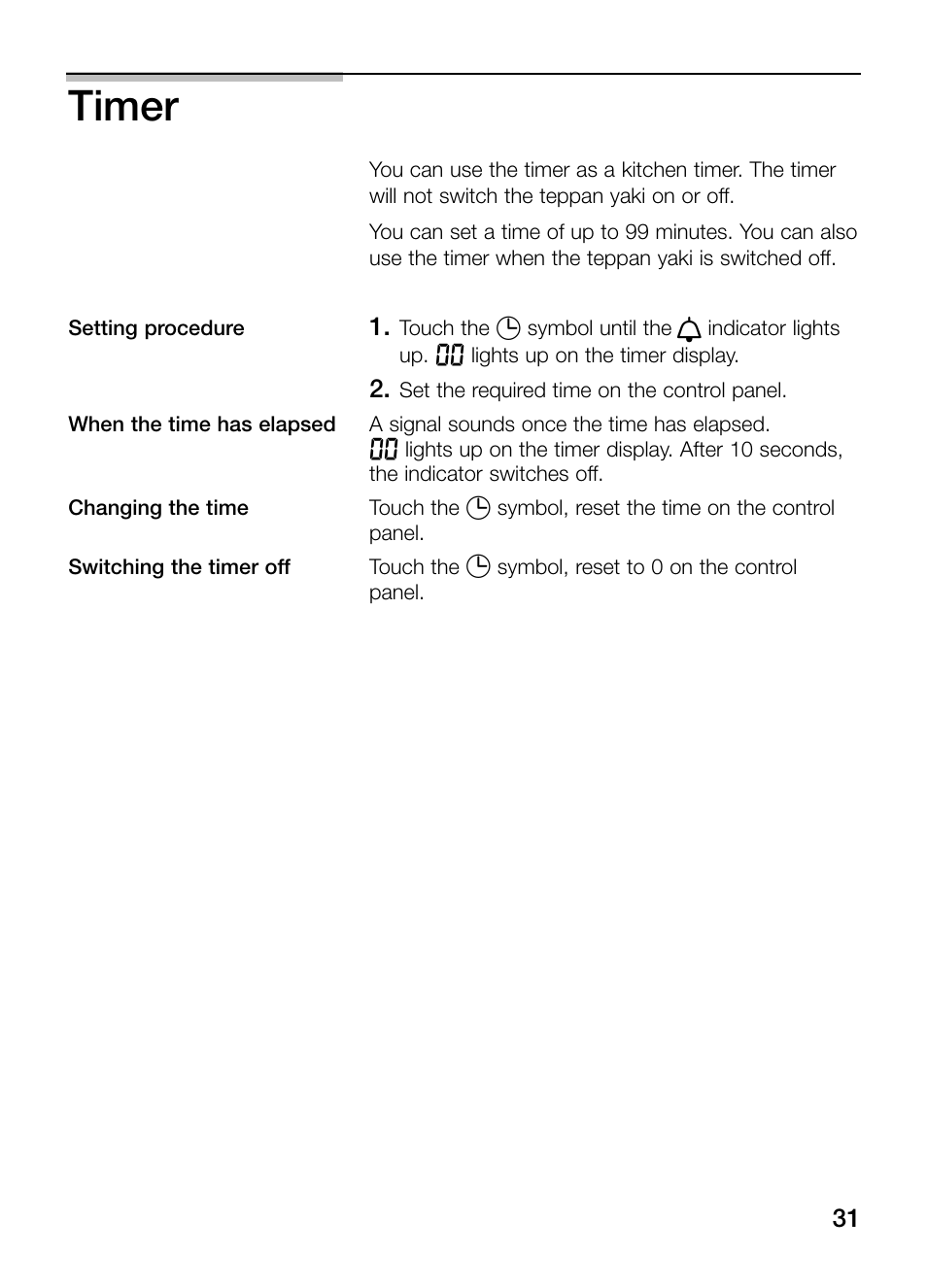 Timer | Siemens ET475MY11E User Manual | Page 31 / 84