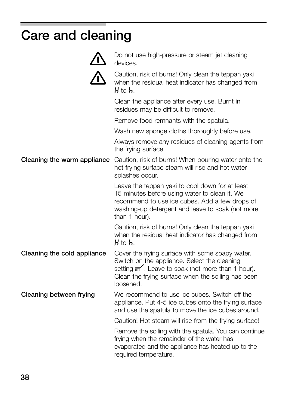 Care and cleaning | Siemens ET475MY11E User Manual | Page 38 / 84