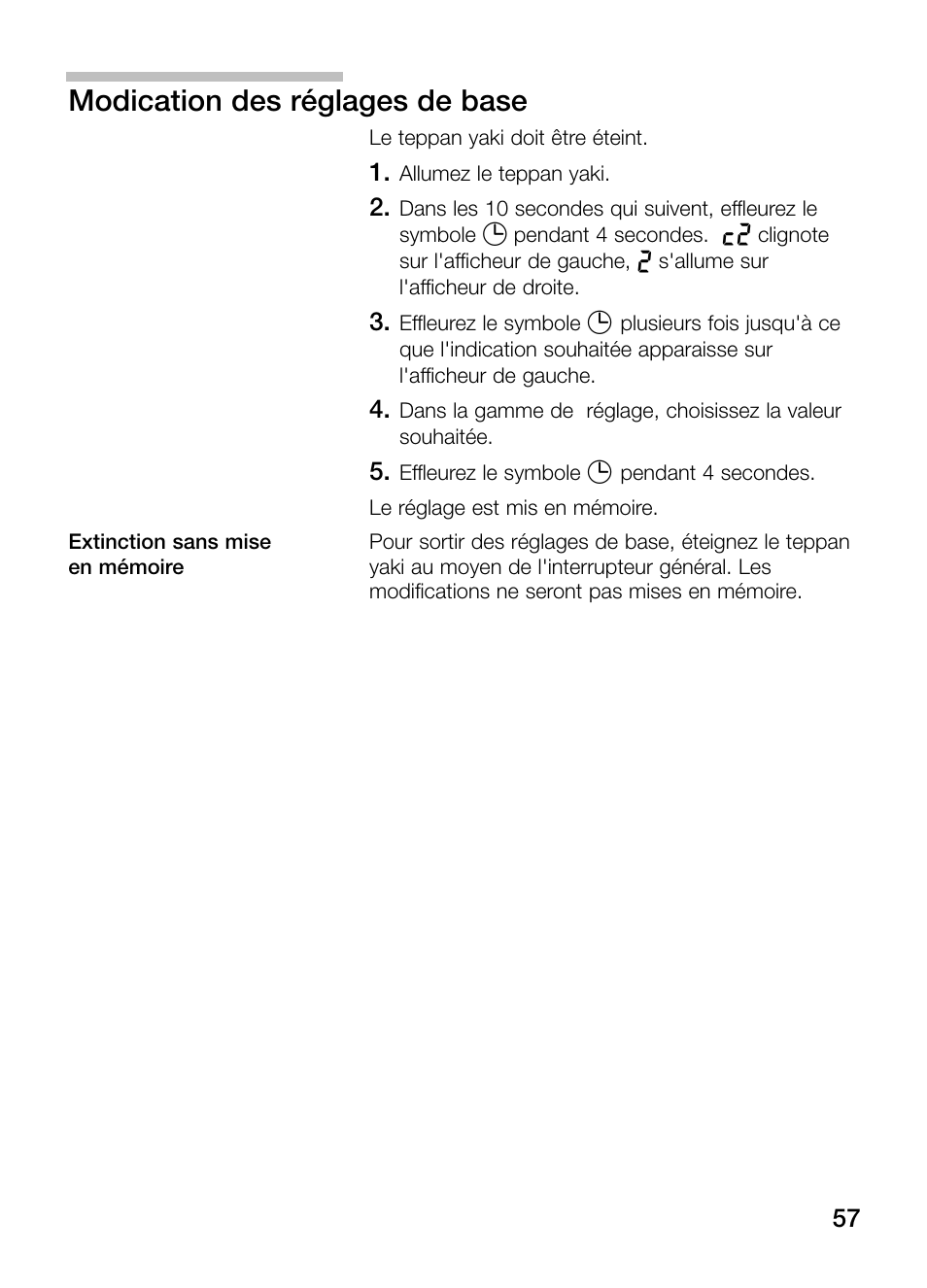 Modication des réglages de base | Siemens ET475MY11E User Manual | Page 57 / 84