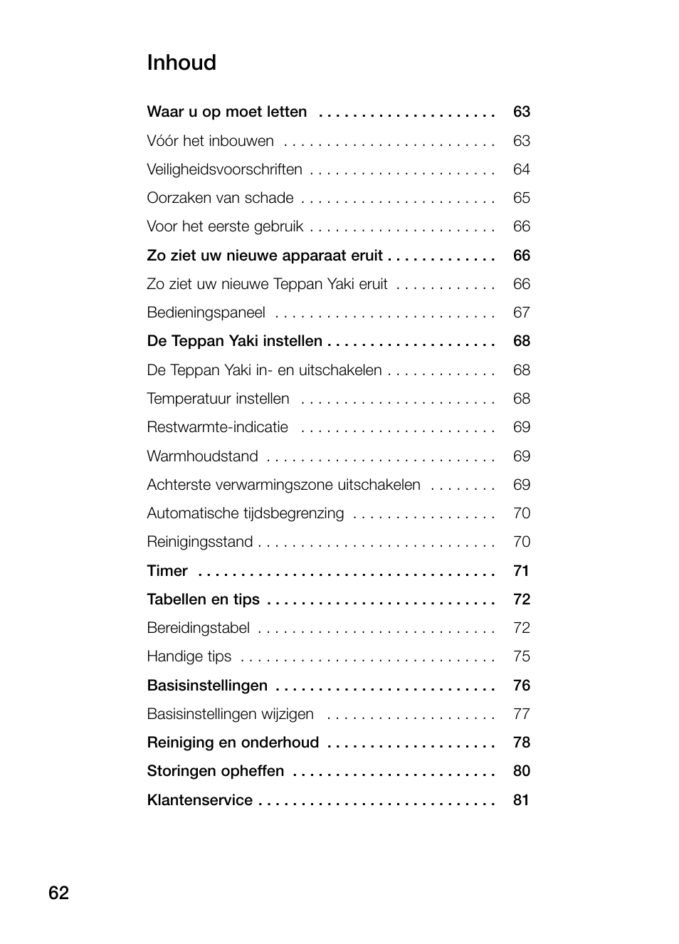 Inhoud | Siemens ET475MY11E User Manual | Page 62 / 84