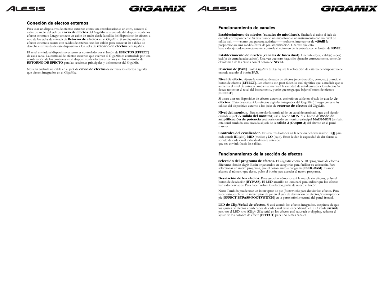 ALESIS GIGAMIX 6FX User Manual | Page 12 / 44