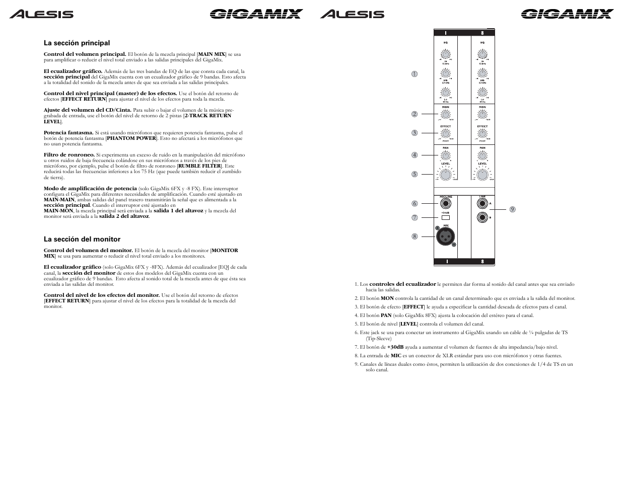 ALESIS GIGAMIX 6FX User Manual | Page 13 / 44