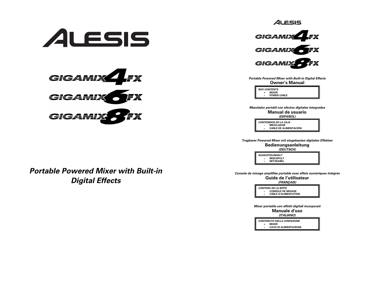 ALESIS GIGAMIX 6FX User Manual | Page 2 / 44