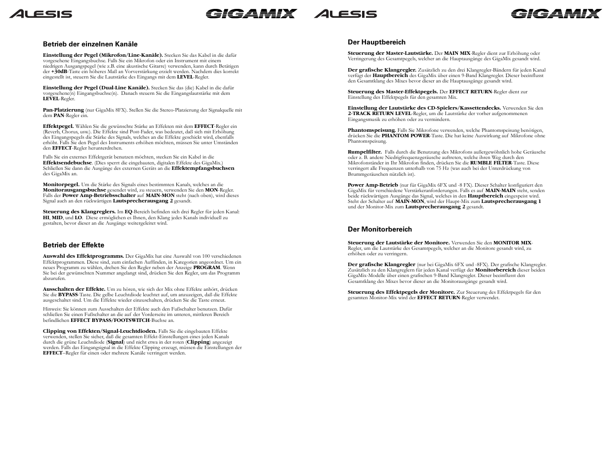 ALESIS GIGAMIX 6FX User Manual | Page 22 / 44