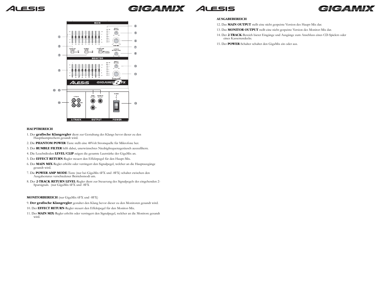 ALESIS GIGAMIX 6FX User Manual | Page 26 / 44